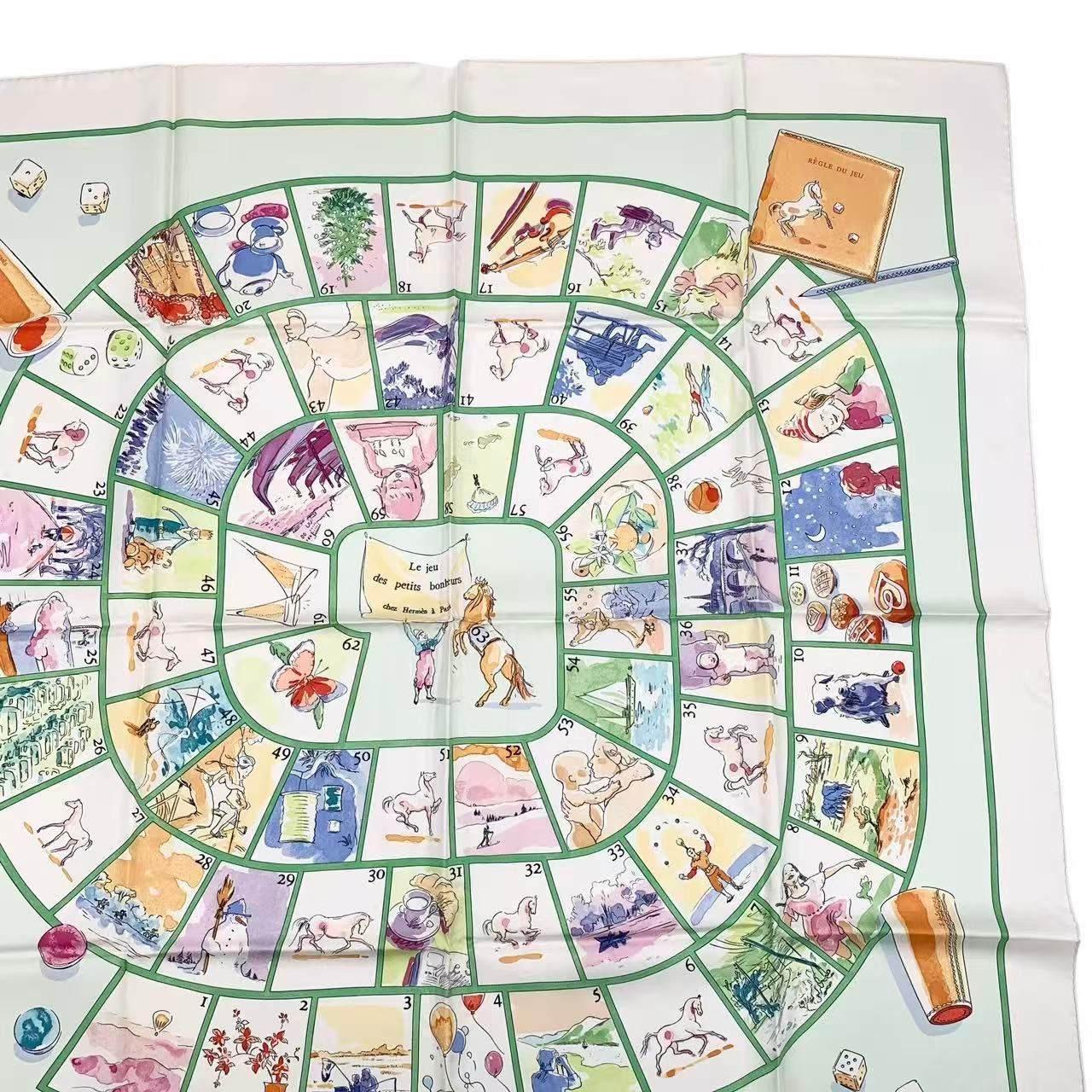 未使用品 HERMES エルメス カレ90 Le jeu des petits bonheurs 小さな