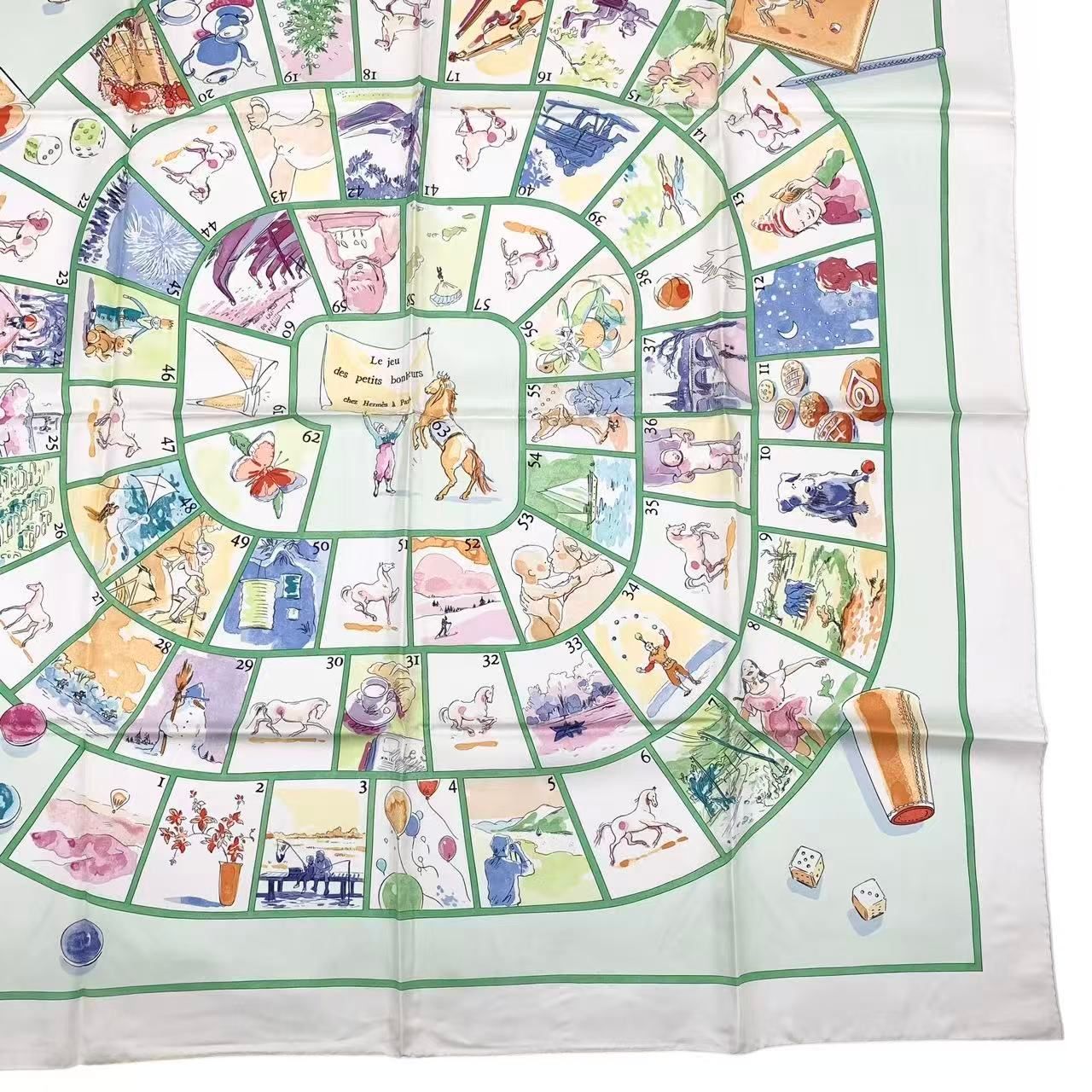 未使用品 HERMES エルメス カレ90 Le jeu des petits bonheurs 小さな