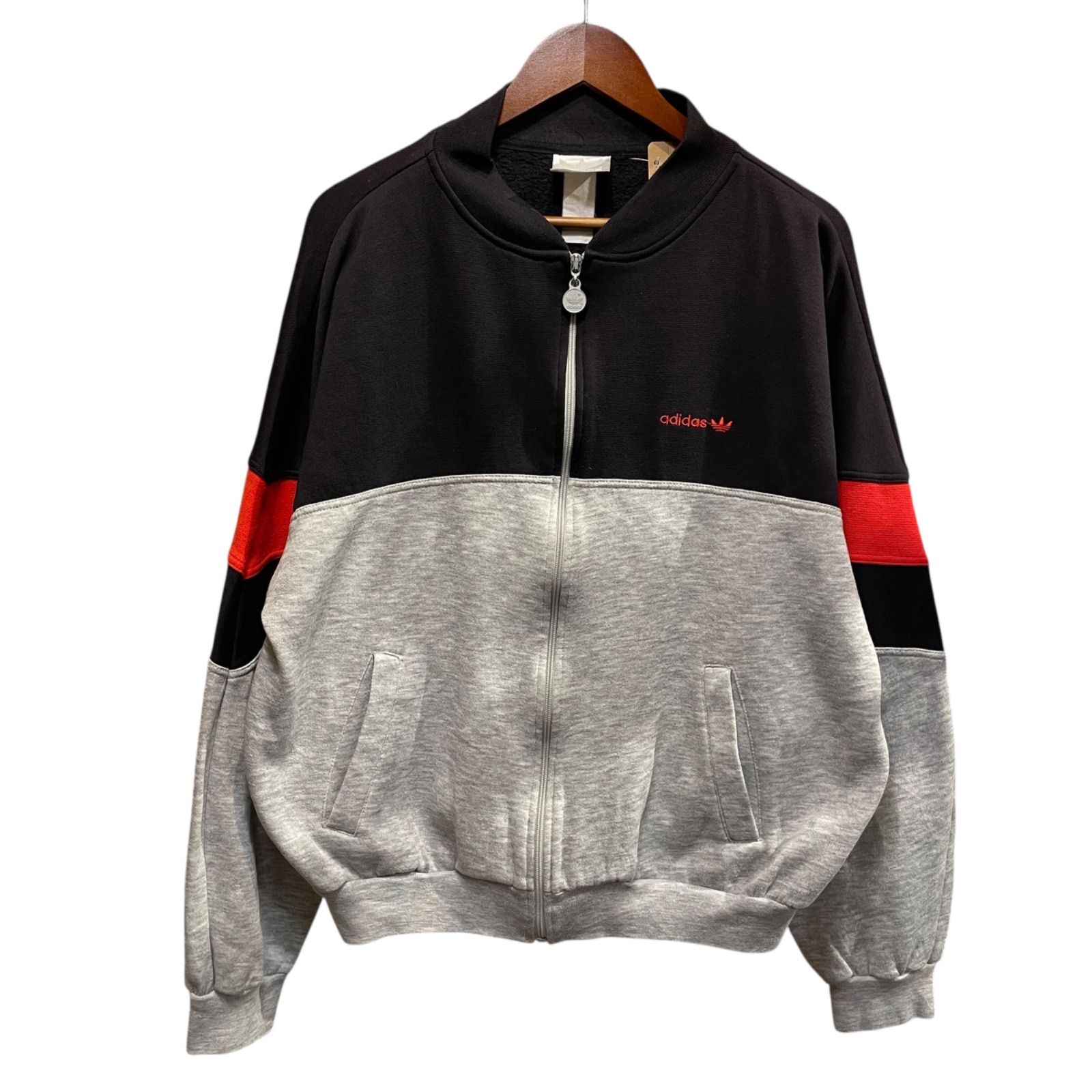 90s adidas Acrylic Track Jacket 黒灰赤 L相当 アディダス トラック 