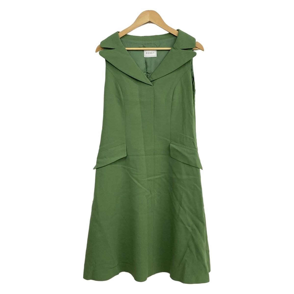 新春値下げFOXEYフォクシーワンピースグリーン40 FOXEY(フォクシー) ワンピース サイズ40 M レディース美品 - 41411