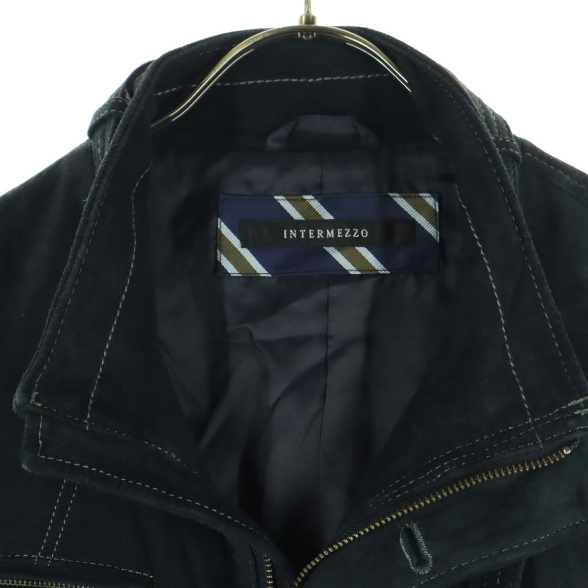 INTERMEZZO インターメッツォ 長袖 レザージャケット 2L ブラック 羊革