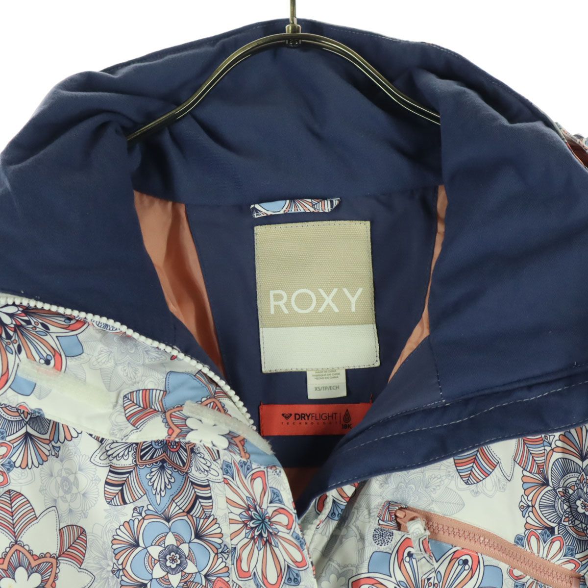 美品 ROXY ロキシー 花柄 スノーボード 長袖 ウェア XS ホワイト系