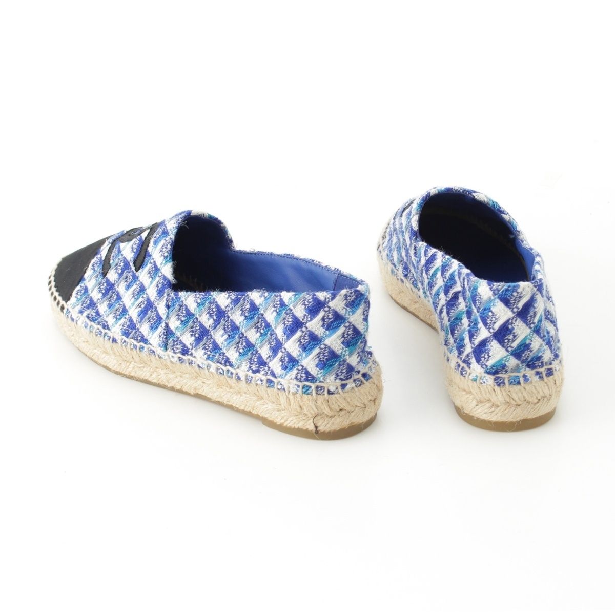 シャネル フラットシューズ エスパドリーユ ココマーク ラメツイード 24cm シャネル ツイード エスパドリーユ ココマーク フラットシューズ