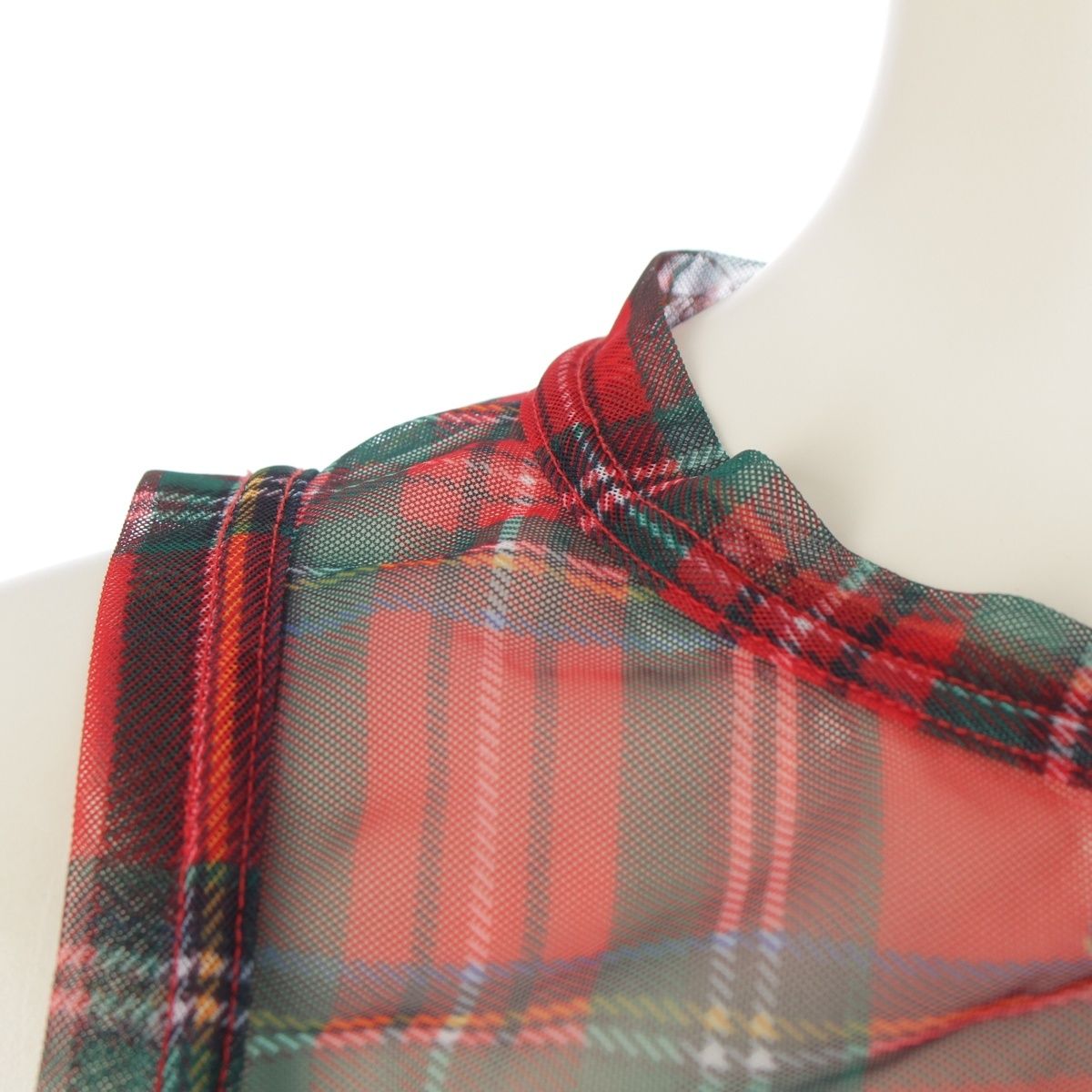 コムデギャルソン バイアス タータンチェック 変形 シアー ワンピース  