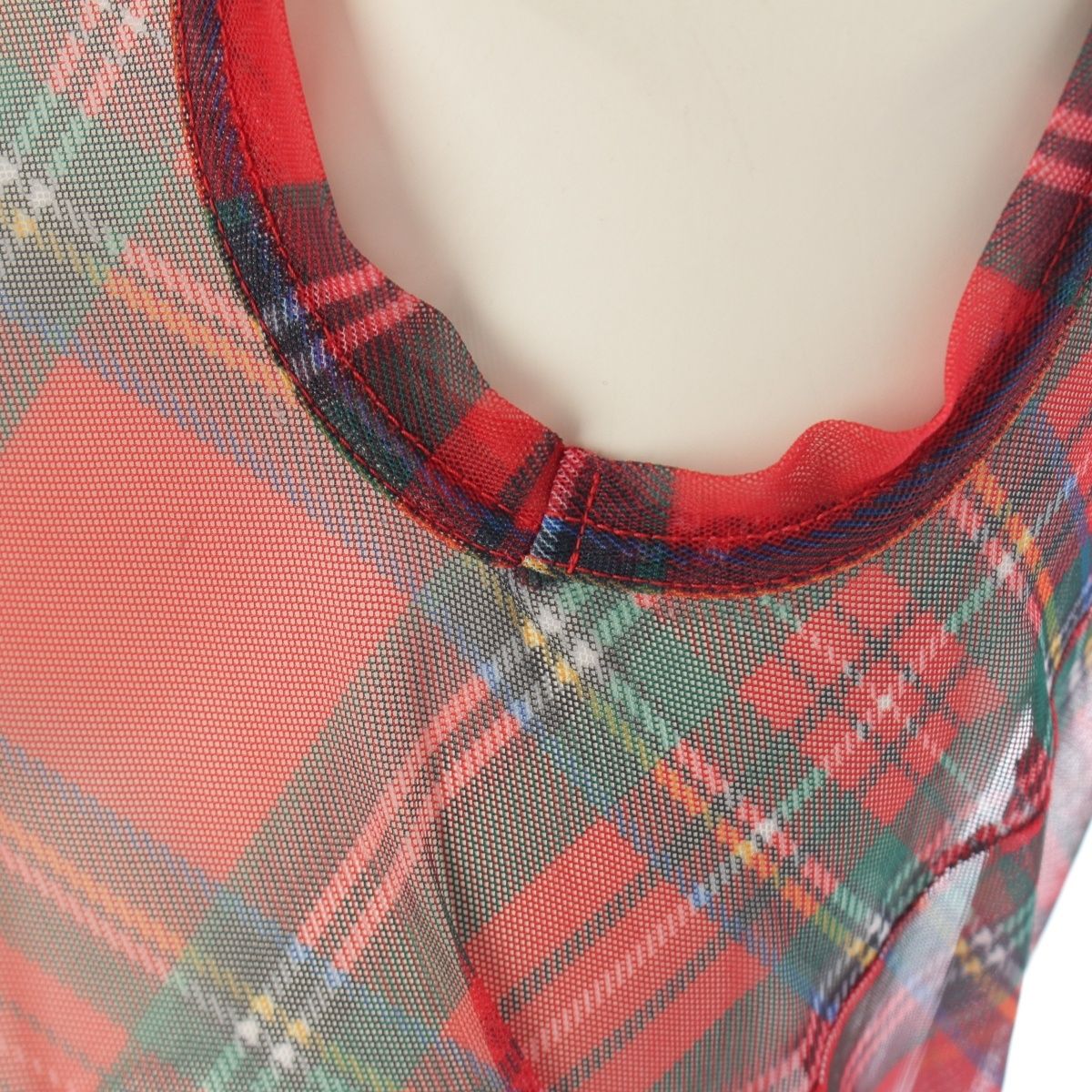 コムデギャルソン バイアス タータンチェック 変形 シアー ワンピース  