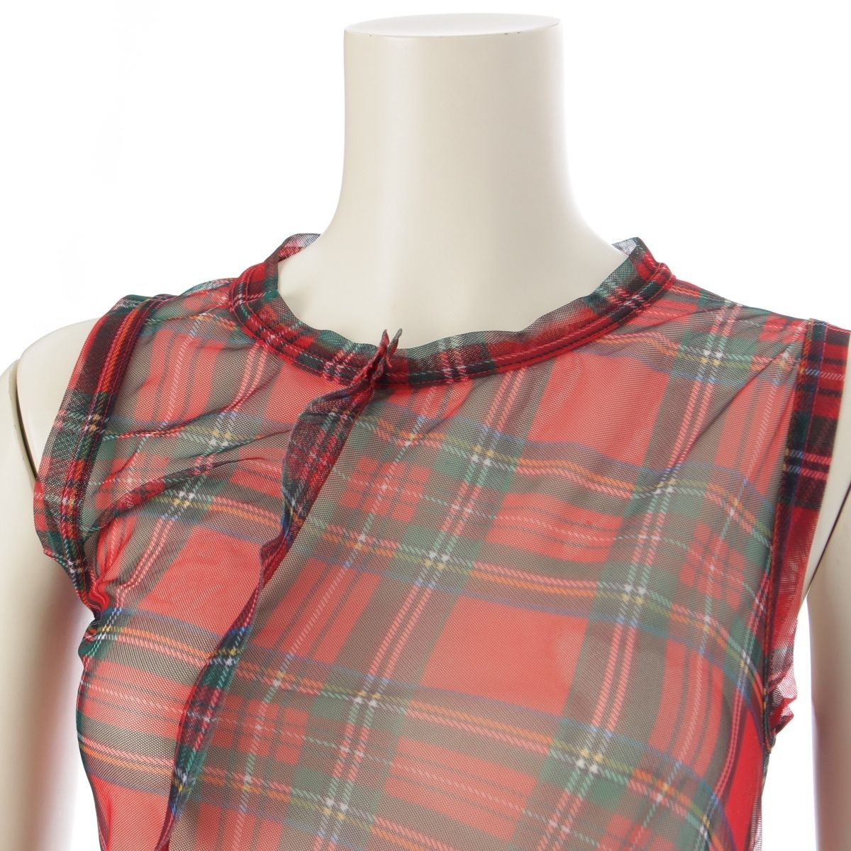 コムデギャルソン バイアス タータンチェック 変形 シアー ワンピース  