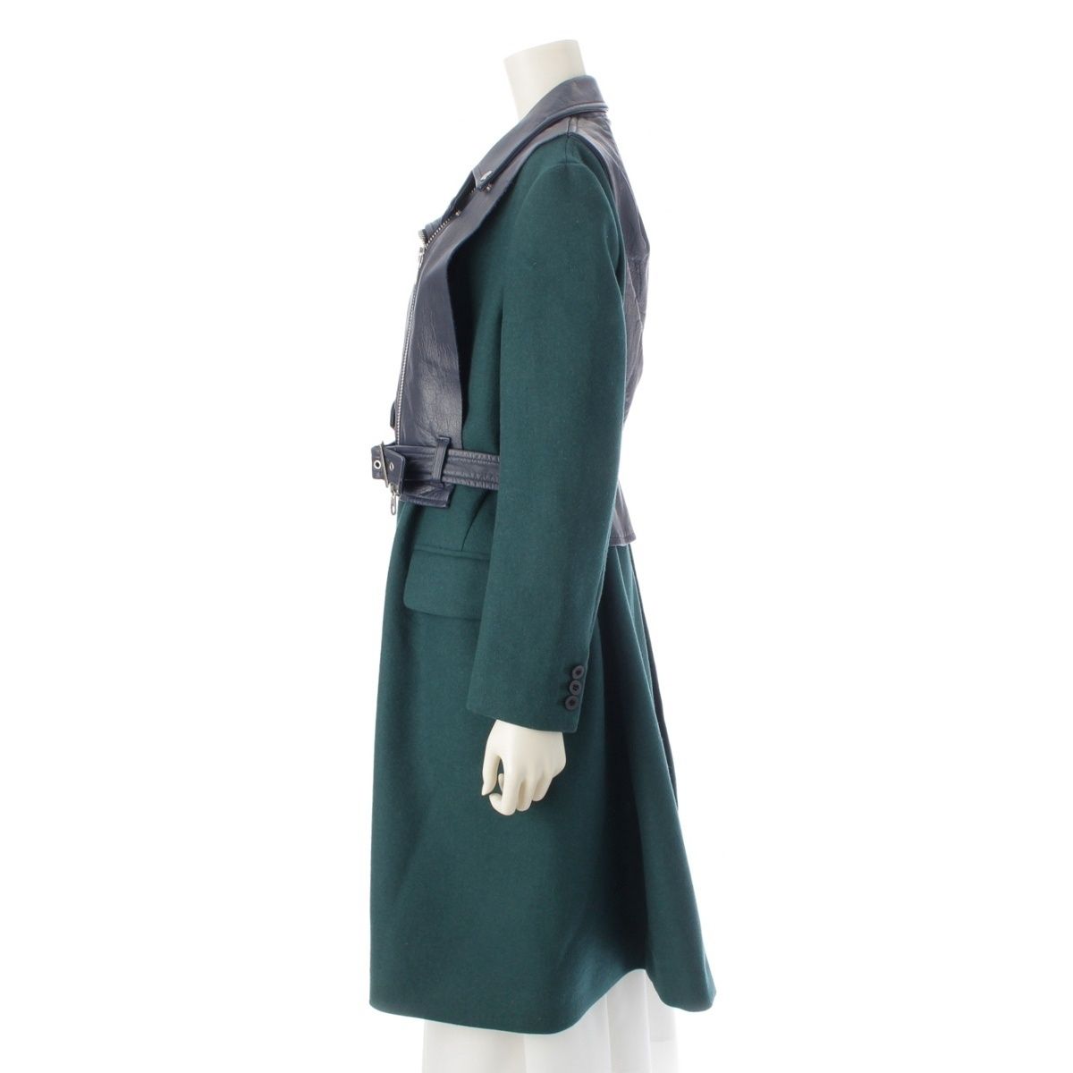 サカイ レザー ウール カシミヤ Cowhide Biker Detail Coat ライダース  