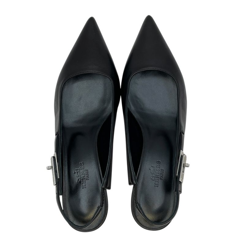 【良品】HERMES エルメス レザーパンプス エルメス HERMES ラヴァーケリー金具レザーパンプス ブラック レザー