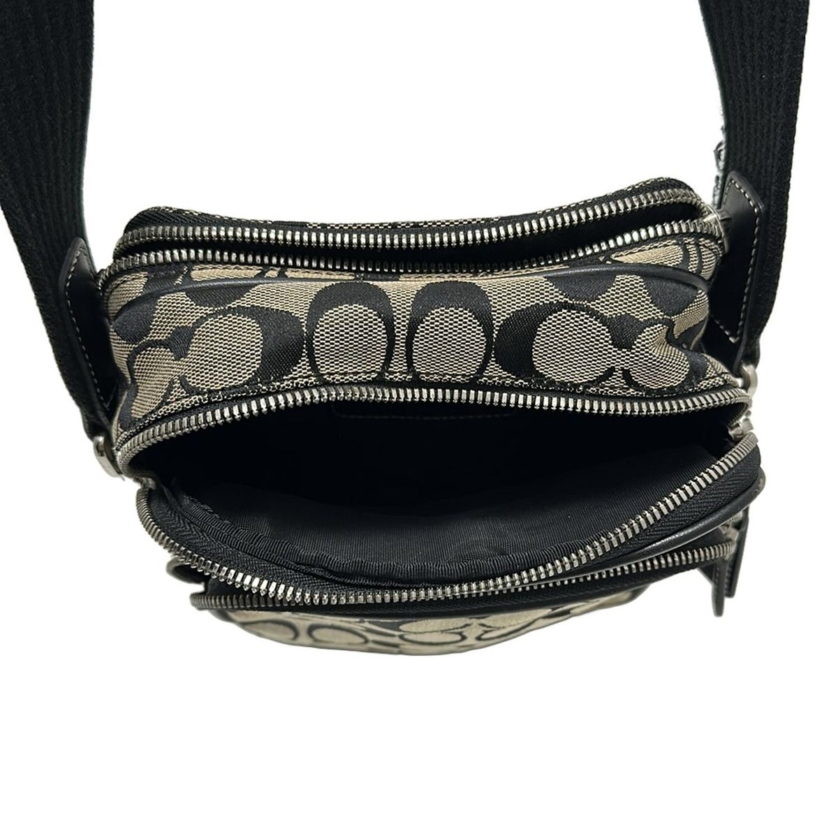 コーチ ショルダーバッグ 4270 黒×白 ジャガード×レザー COACH
