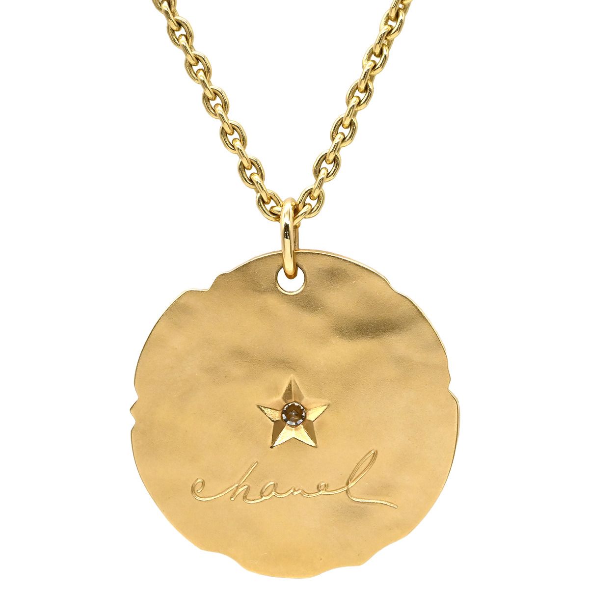 シャネル CHANEL ネックレス タリスマン メダル ペンダント イエロー