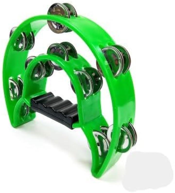 Wonderfall Tambourines, Set of 2, Musical Instruments, Percussion, End of Year Party Karaoke (Green)