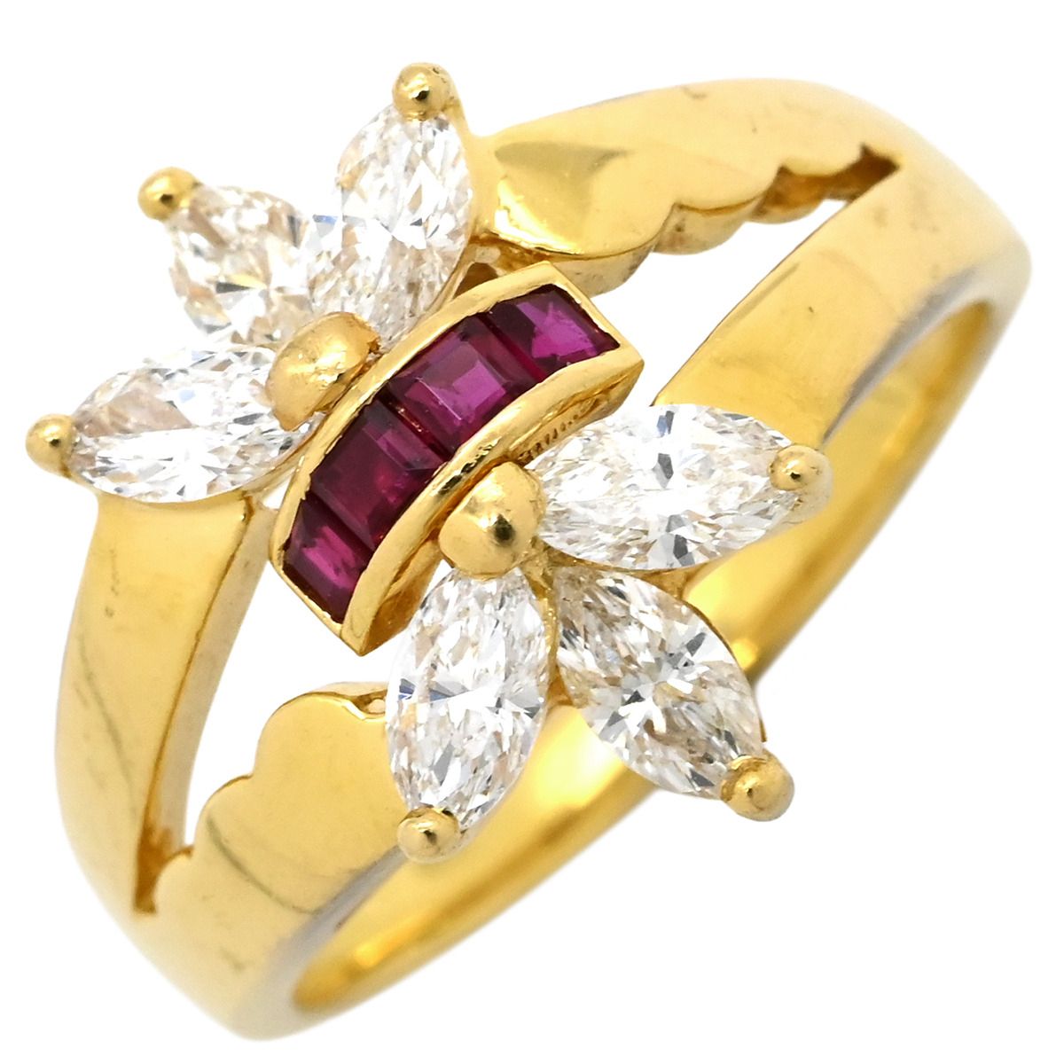 mouawad モワード リング 指輪 ルビー ダイヤモンド イエローゴールドX 
