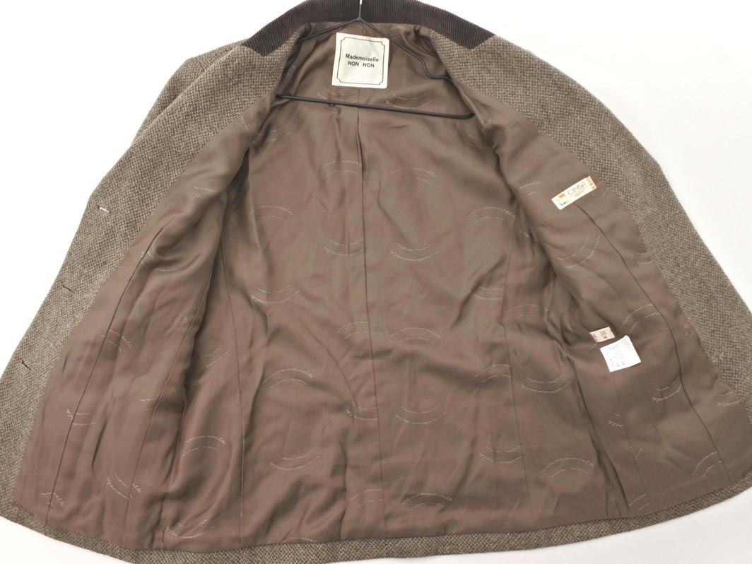 マドモアゼルノンノン ツイード ノーカラージャケット ウール アルパカ