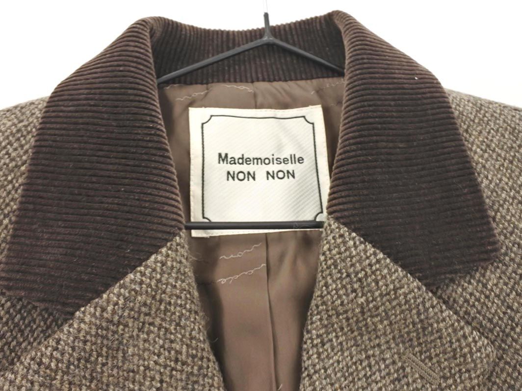 マドモアゼルノンノン ツイード ノーカラージャケット ウール アルパカ混 M マドモアゼルノンノン ツイード ノーカラージャケット ウール アルパカ