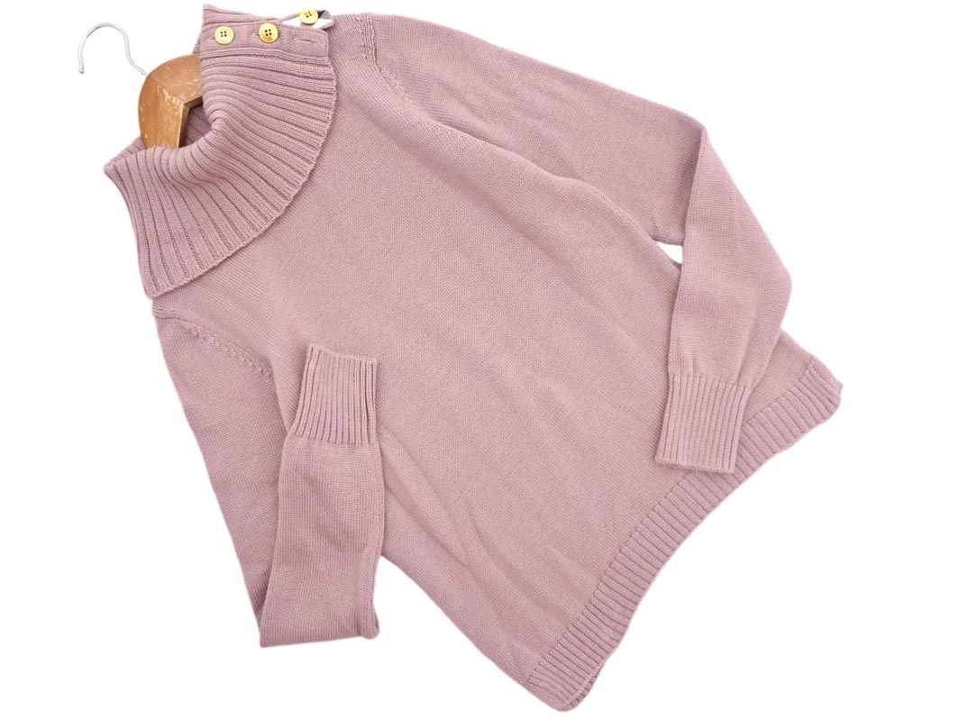 バーバリーブルーレーベル ローズピンク ウール セーター タートルネックM BLUE LABEL CRESTBRIDGE ブルーレーベル クレストブリッジ ウール100