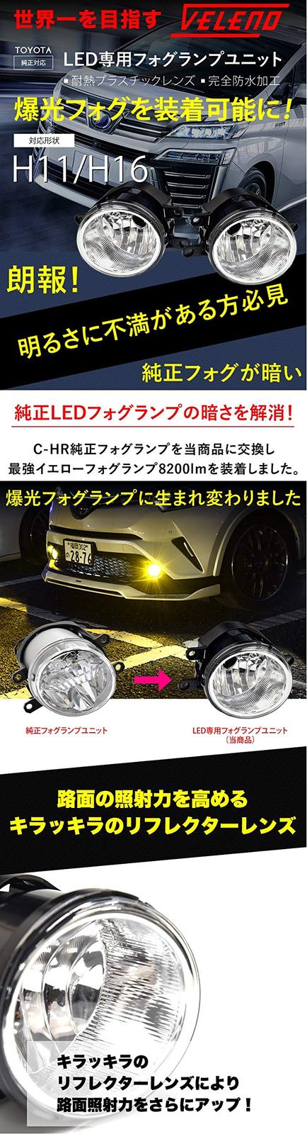 VELENO LED バルブ専用 フォグランプユニット Tタイプ H8/H11/H16 対応