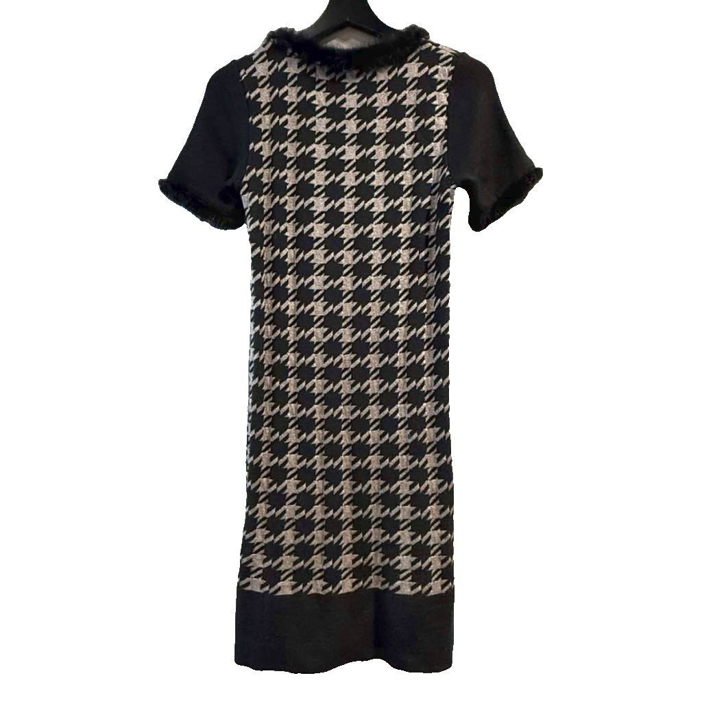 パオラフラーニ PAOLA FRANI ニットワンピース ひざ丈 半袖 黒