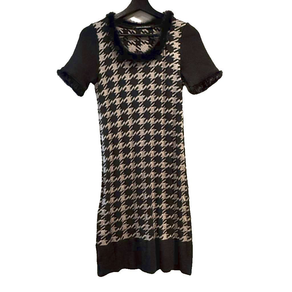 パオラフラーニ PAOLA FRANI ニットワンピース ひざ丈 半袖 黒