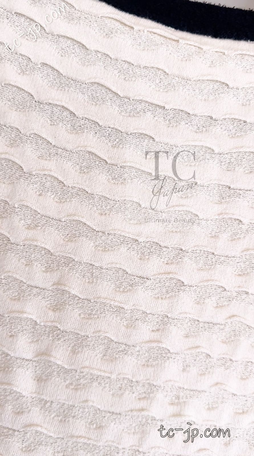 シャネル ワンピース CHANEL アイボリー ジャージ カシミア混 柔らか肌  