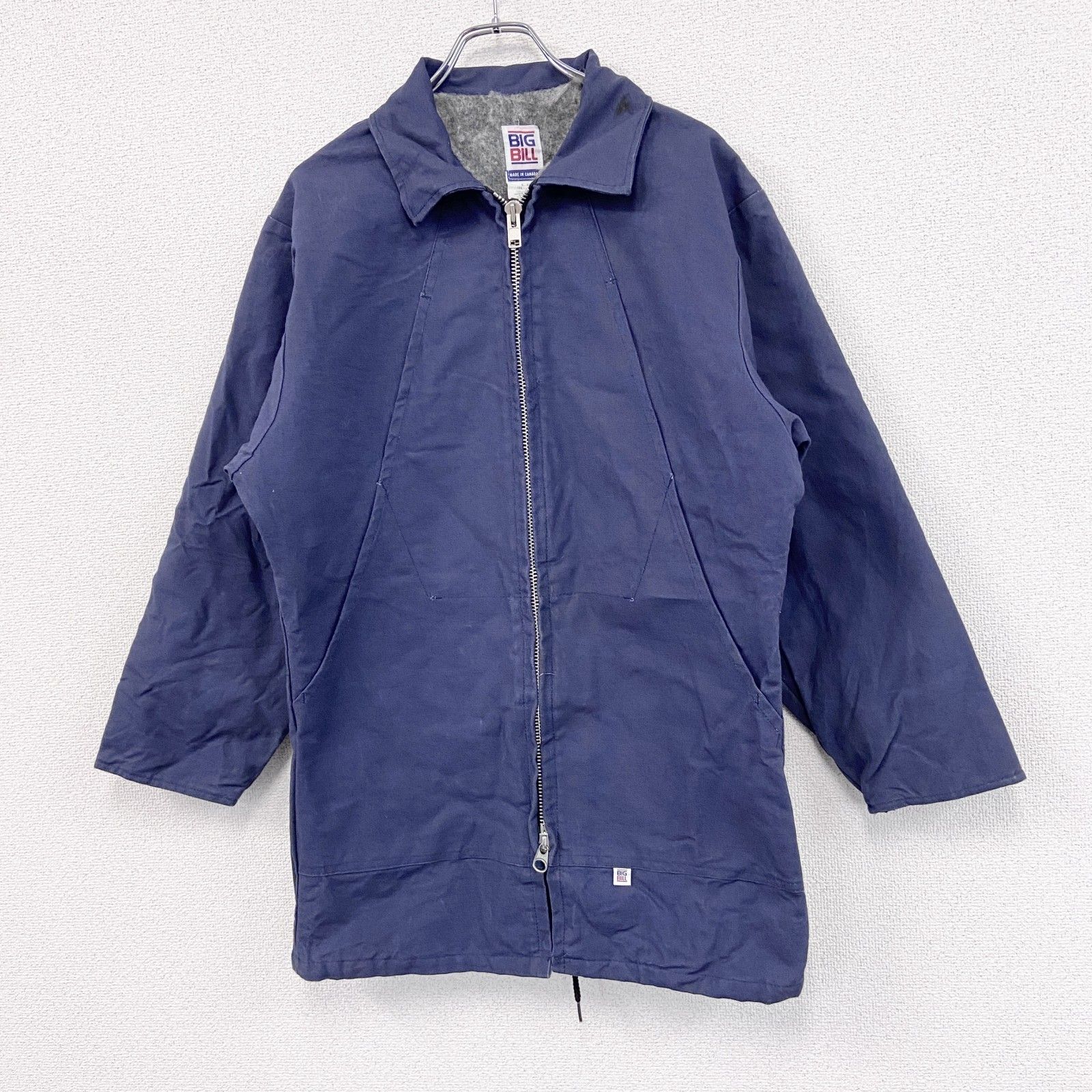 BIG BILL80s90s前半カナダ製ロングワークコートネイビー古着2XL相当 古着 used 80s～ BIGBILL ビッグビル ロングワークコート 裏ボア