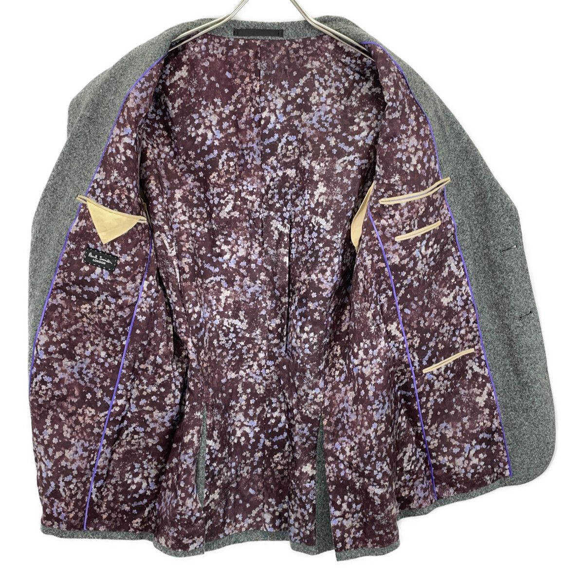 PaulSmith ポールスミス ｸﾞﾚｰ ｶｼﾐﾔ 裏地総柄 ｼﾞｬｹｯﾄ M - メルカリ