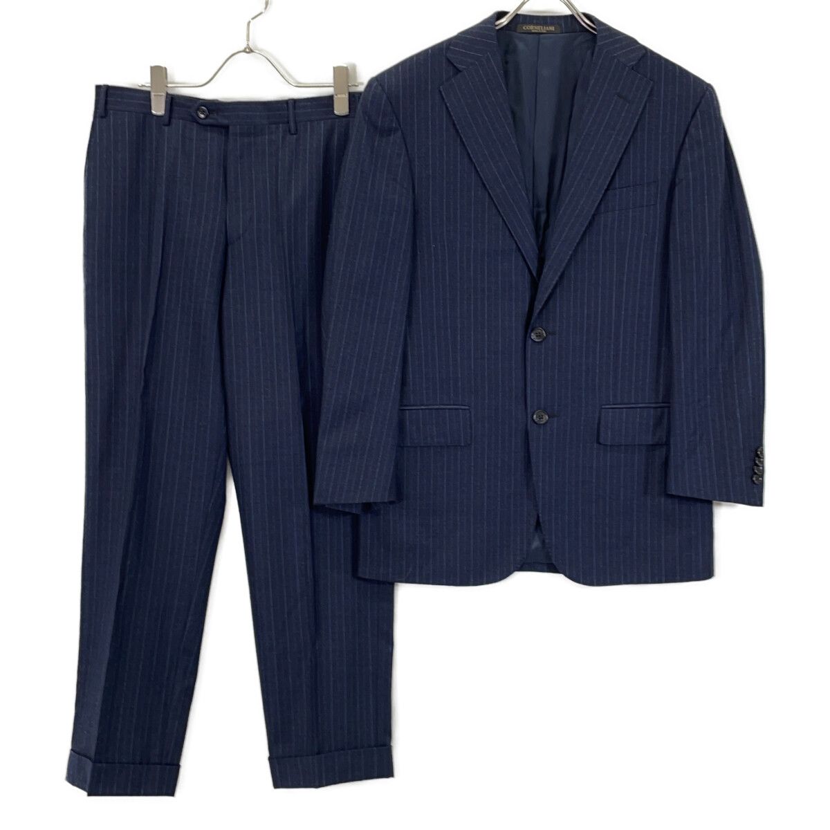 CORNELIANI コルネリアーニ ﾈｲﾋﾞｰ ｶｼﾐﾔｳｰﾙ ｽﾄﾗｲﾌﾟ ｽｰﾂ 46 - メルカリ