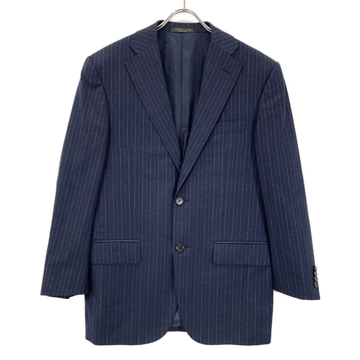 CORNELIANI コルネリアーニ ﾈｲﾋﾞｰ ｶｼﾐﾔｳｰﾙ ｽﾄﾗｲﾌﾟ ｽｰﾂ 46 - メルカリ