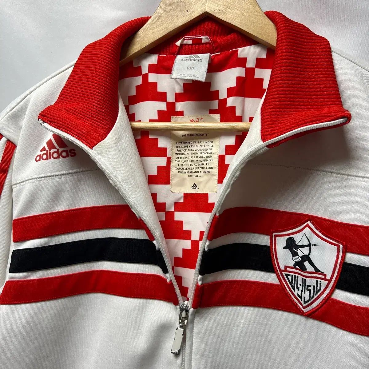 正規品/100 アディダス イジプト ザマレク 3本線 白赤 トラック