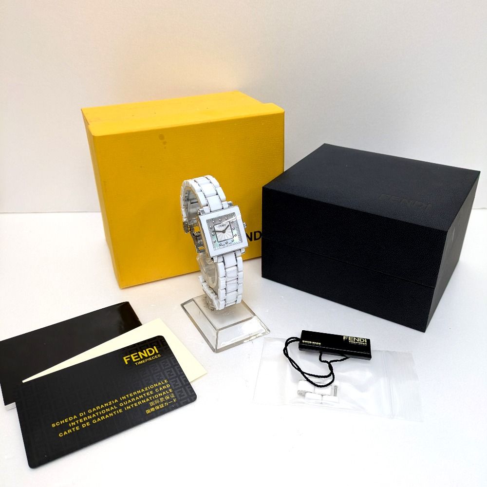 Dz809221 フェンディ 腕時計 12Pダイヤ クアドロ 6200L ホワイトシェル