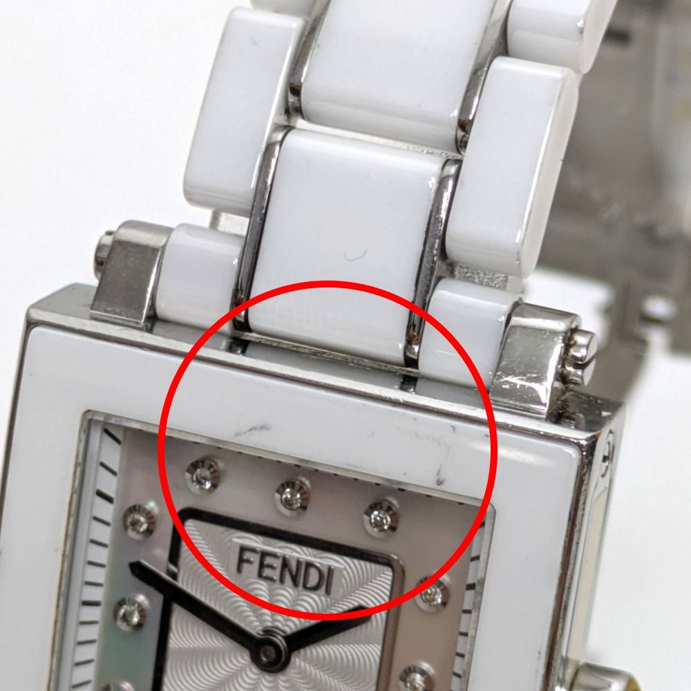 Dz809221 フェンディ 腕時計 12Pダイヤ クアドロ 6200L ホワイトシェル