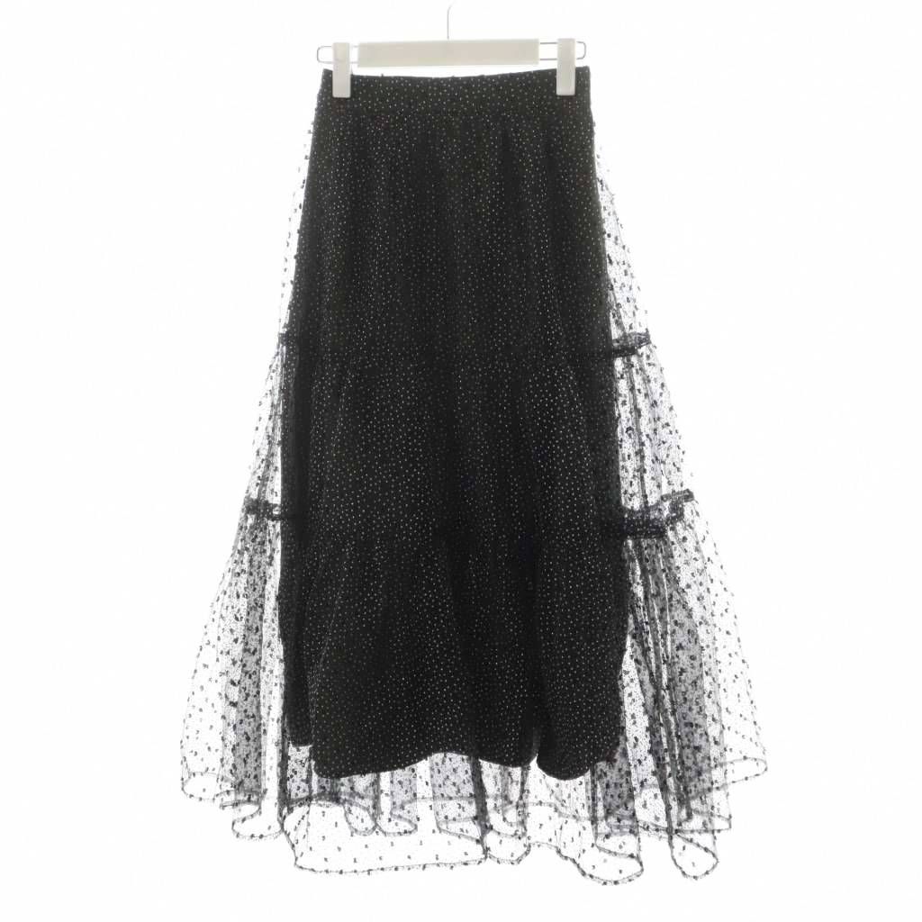カデュネ CADUNE 24SS キラキラドットスカート フレアスカート ロング