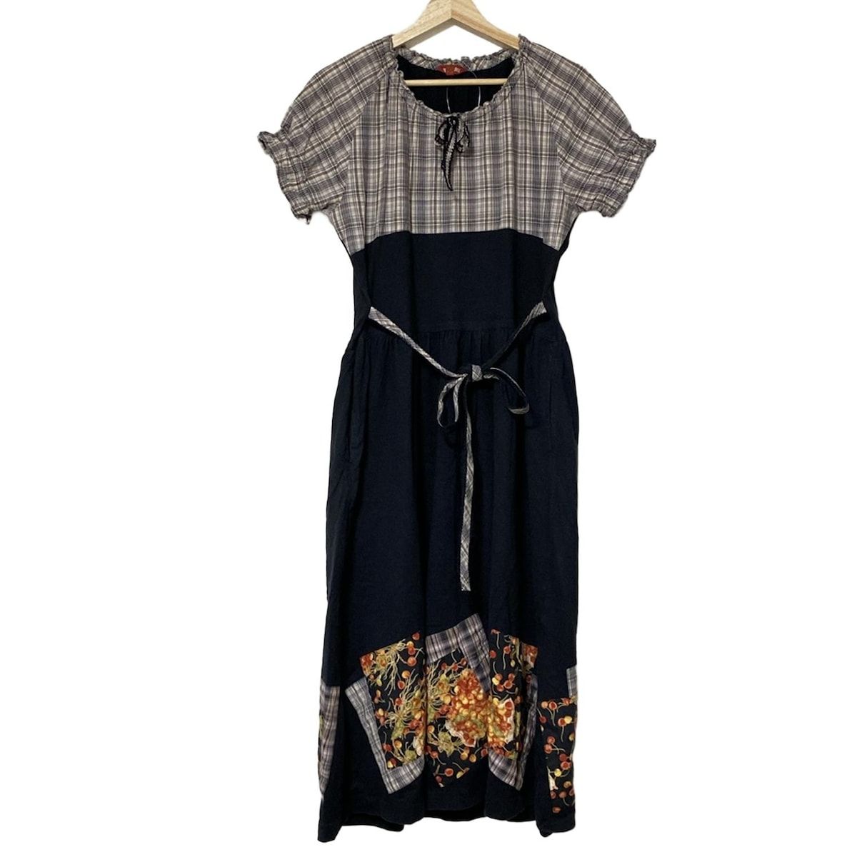 ピンクハウス PINK HOUSE ワンピース 黒×ピンク×マルチ レディース 花