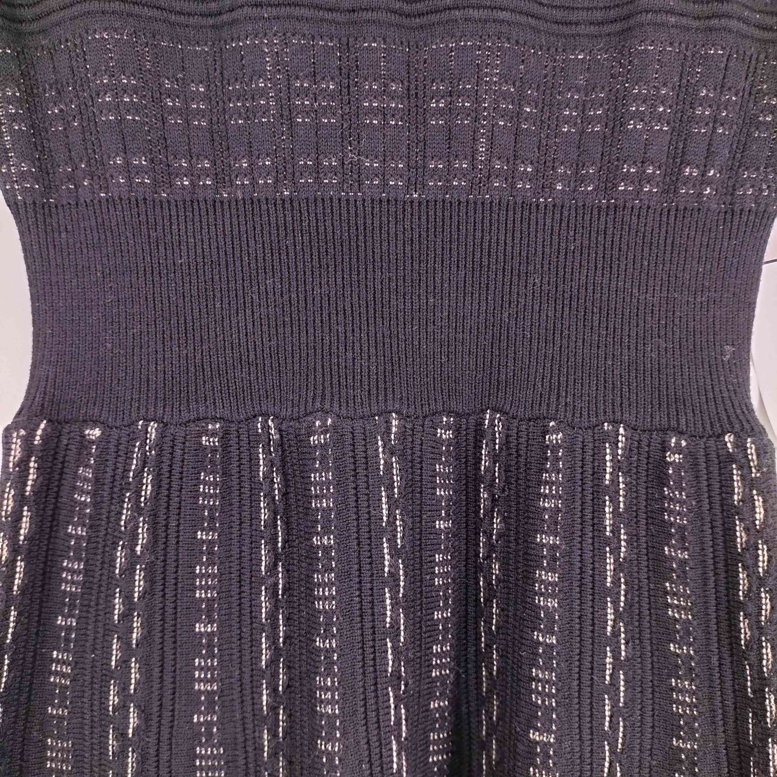 BARNEYS NEW YORK ニットワンピース 半袖 BARNEYS NEW YORK】ネイビー ニット 半袖 Aラインワンピース - メルカリ