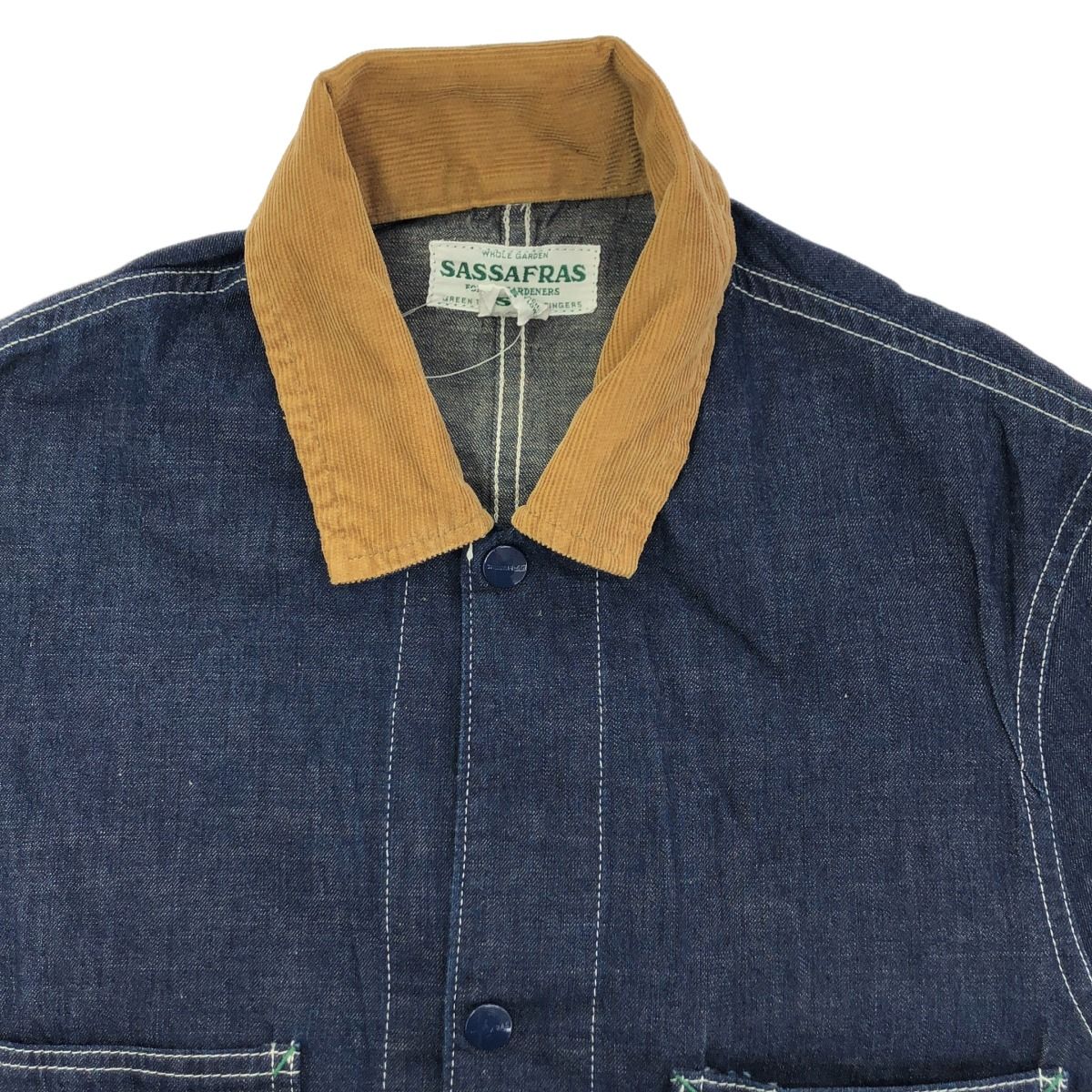 SASSAFRAS ササフラス デニムカバーオールジャケット インディゴ S