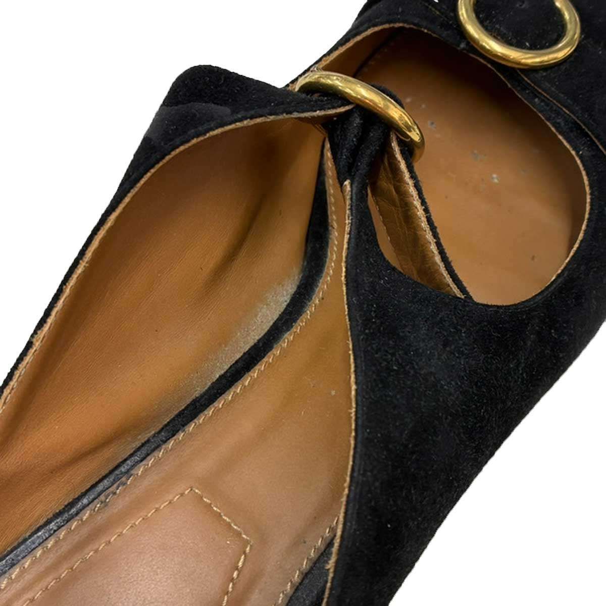 Chloe クロエ スウェードレザーベルトストラップシューズ ブラック 37