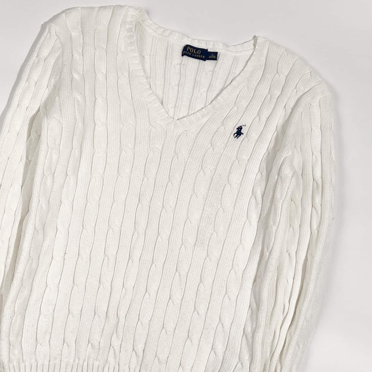 POLO RALPH LAUREN ラルフローレン Vネック ケーブル編み コットン 