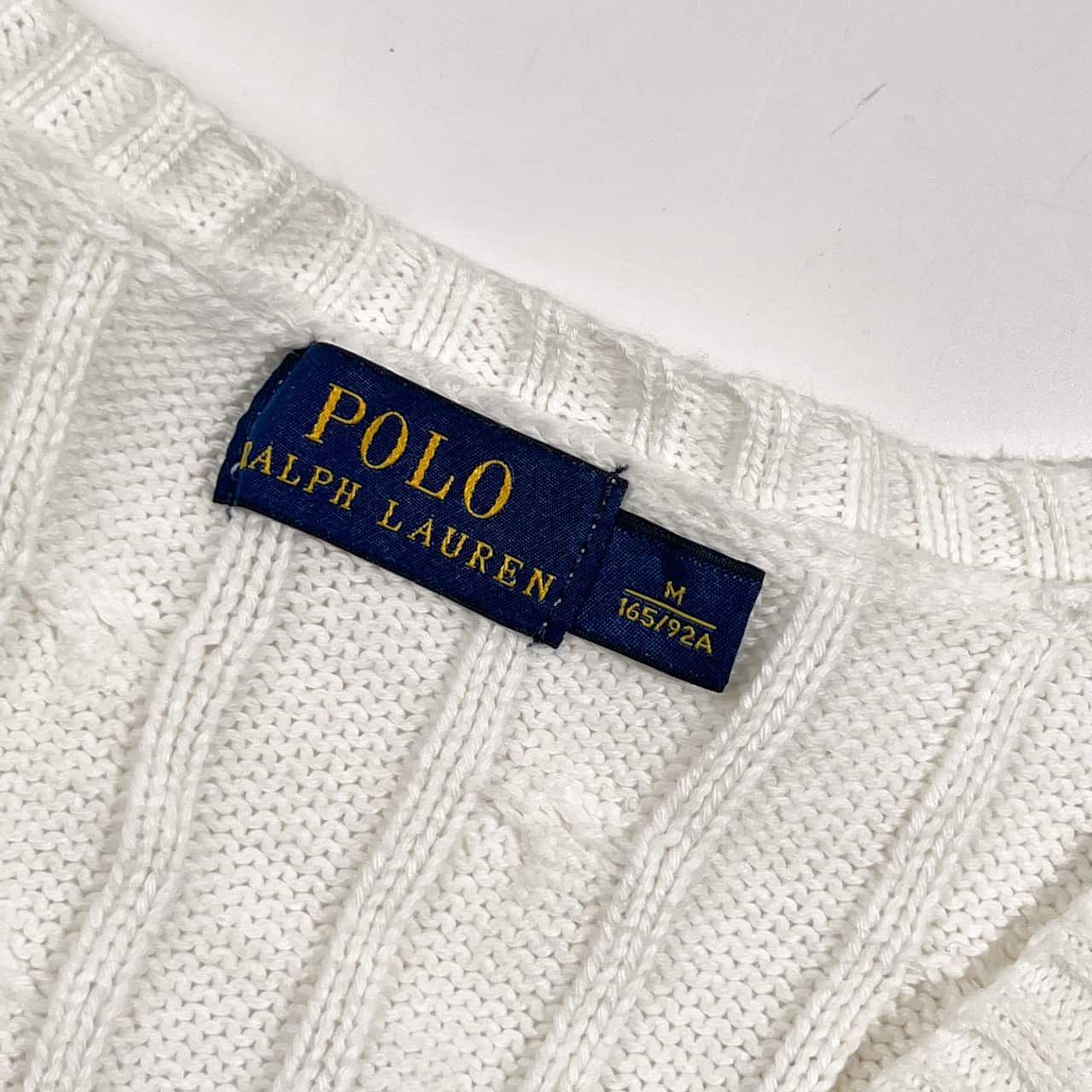 POLO RALPH LAUREN ラルフローレン Vネック ケーブル編み コットン 