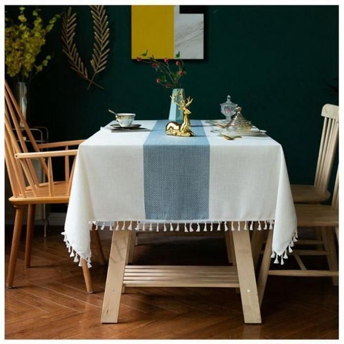 テーブルクロス 北欧 おしゃれ 刺繍 フリンジ リネン 綿 麻 長方形