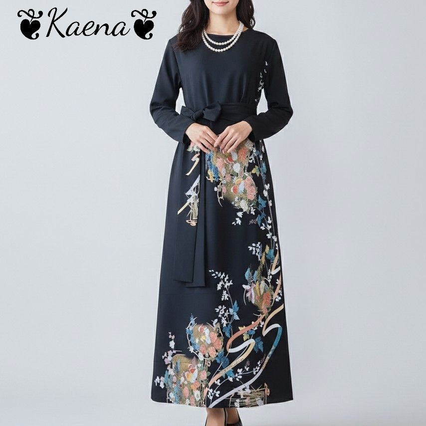 ❦Kaena❦ 着物リメイク ロング ワンピース ドレス Aライン 美