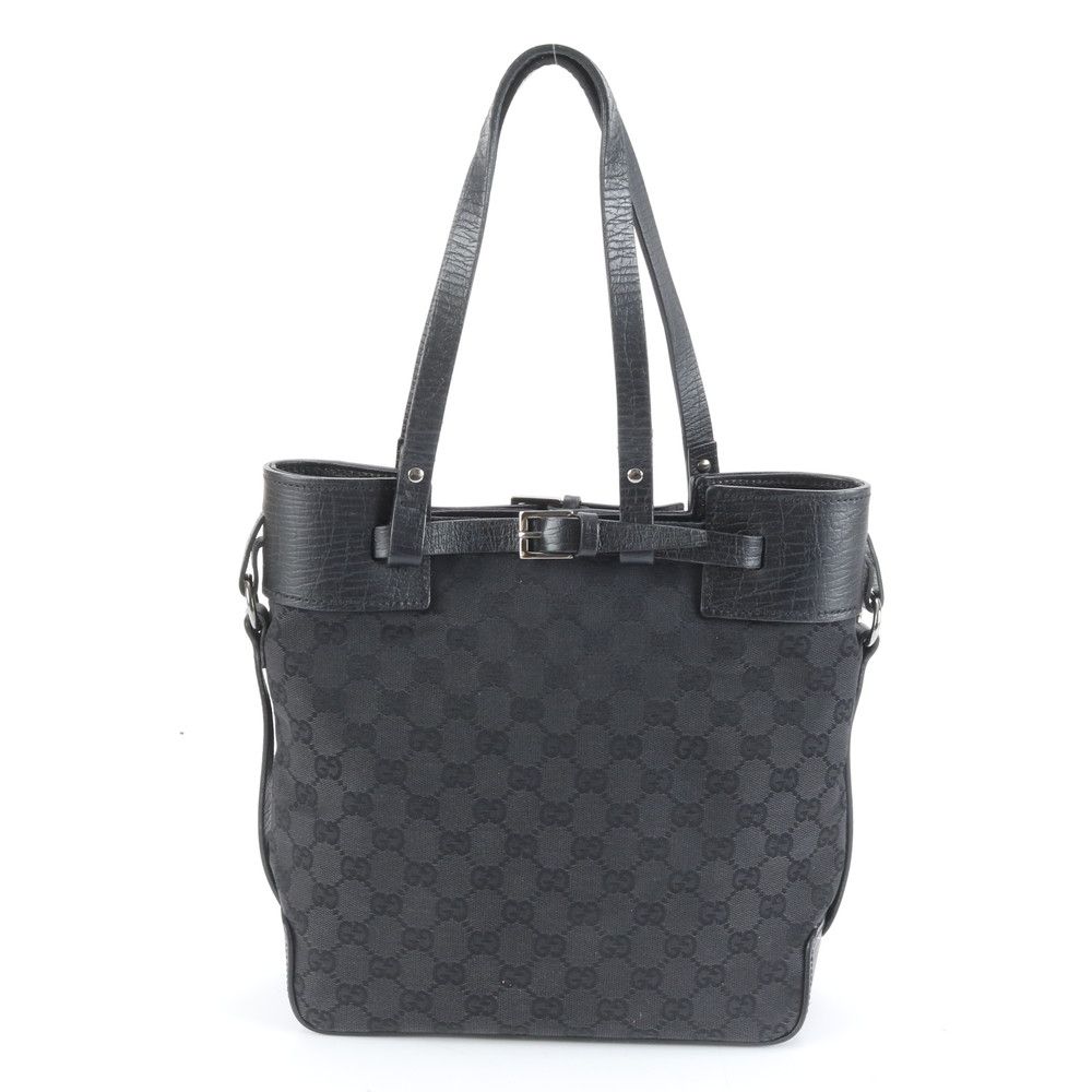 美品 グッチ コントロールカード付 GGキャンバス 107757 レザー トート