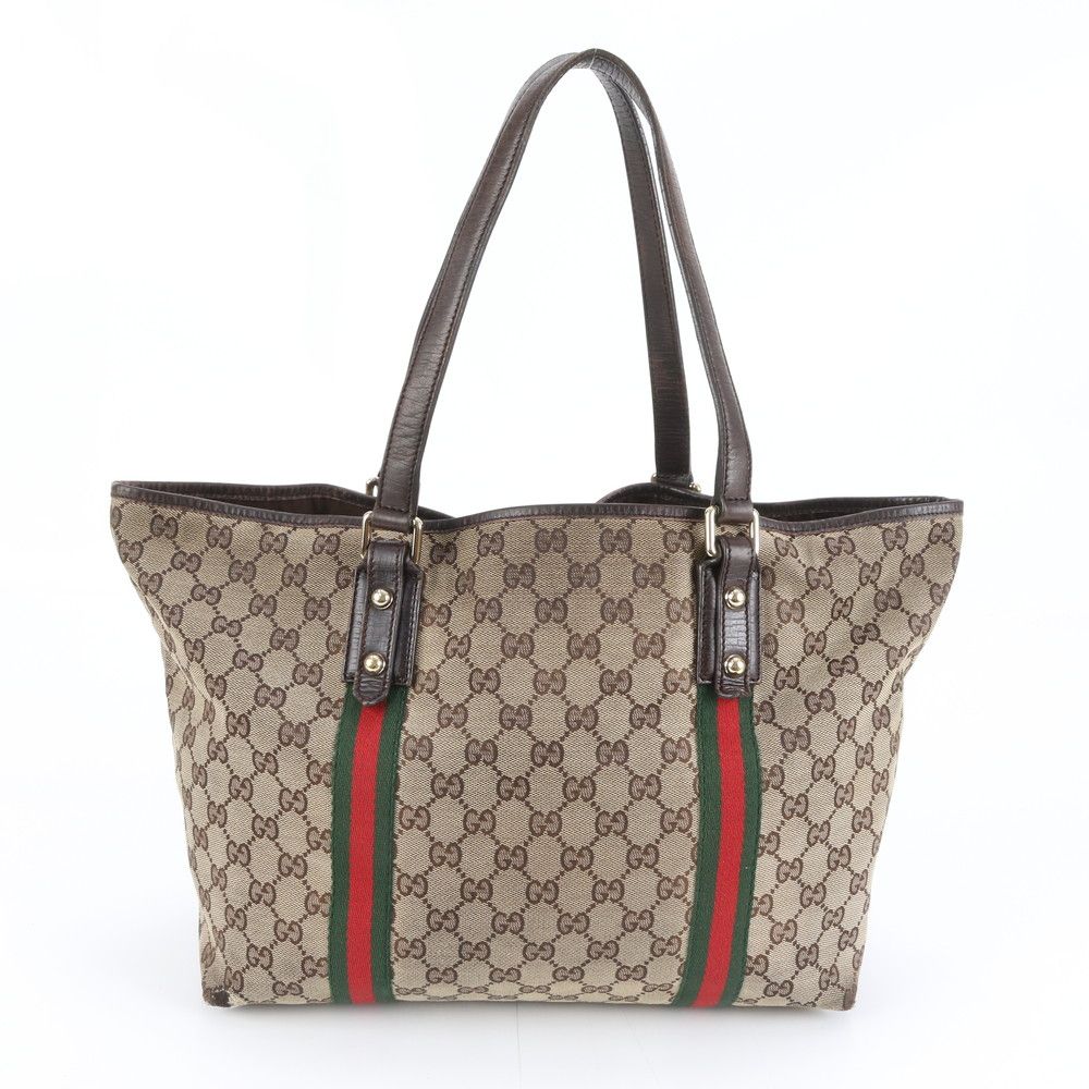 グッチ GGキャンバス シェリー ライン 139260 レザー トート バッグ