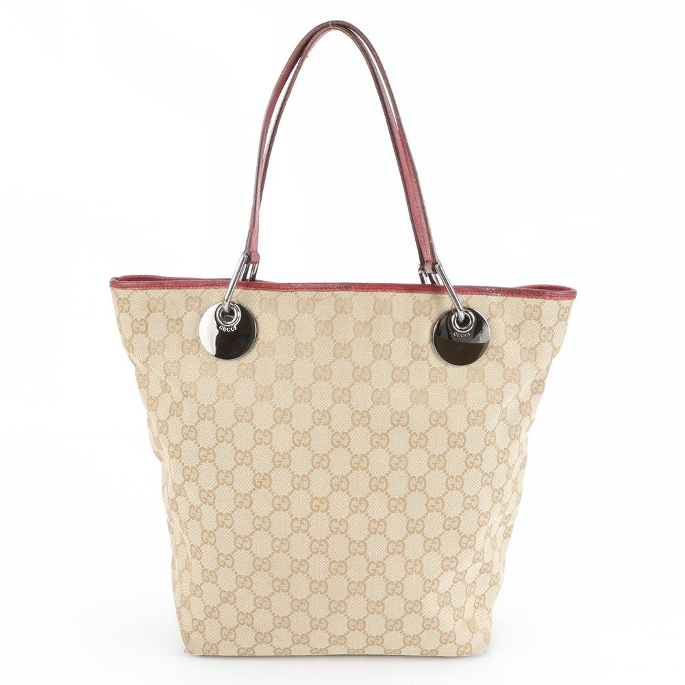 美品 グッチ GGキャンバス 120836 レザー トート バッグ 肩掛け