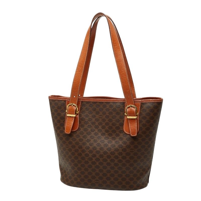 セリーヌ マカダム ハンドバッグ トートバッグ ブラウン PVC レザー