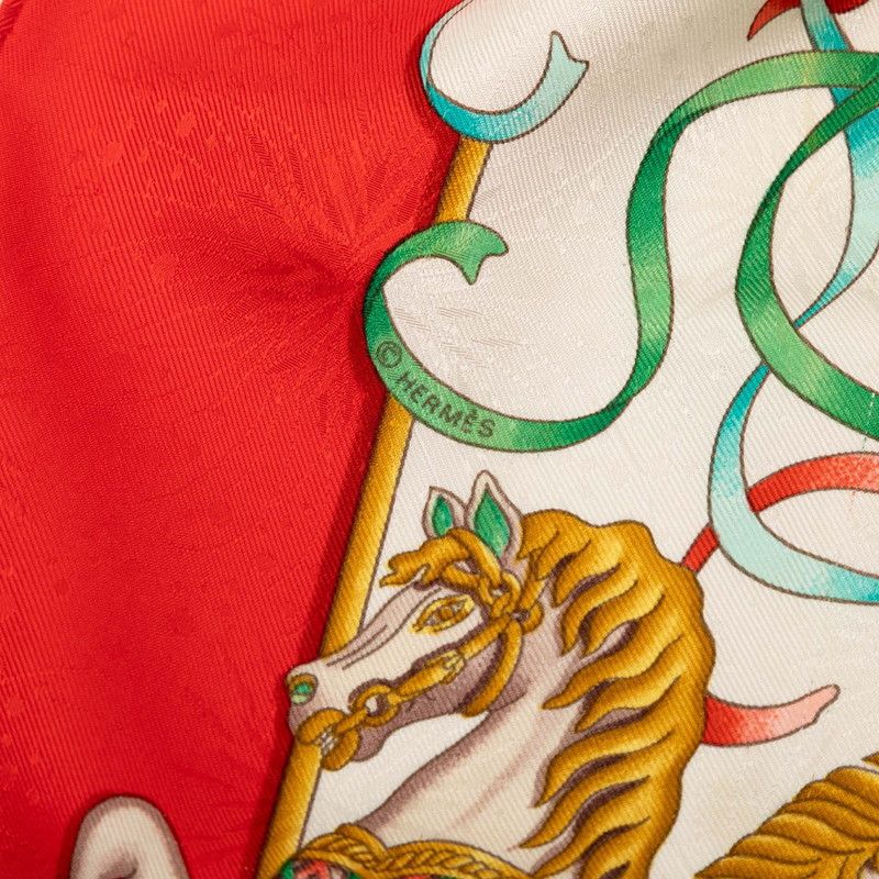 エルメス カレ90 LUNA PARK 遊園地 レッド マルチカラー シルク