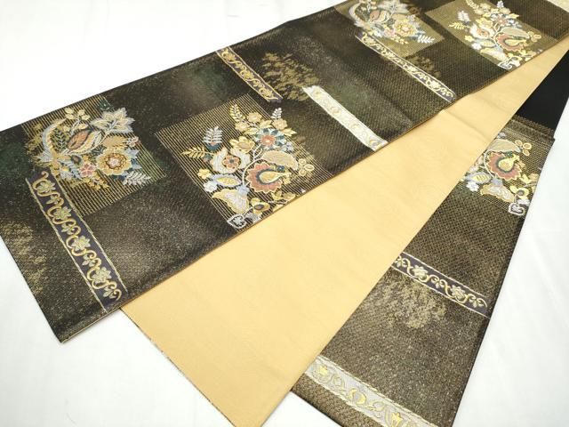 平和屋着物○西陣 織姫ささき謹製 染色作家 草野一騎 六通柄袋帯 更紗