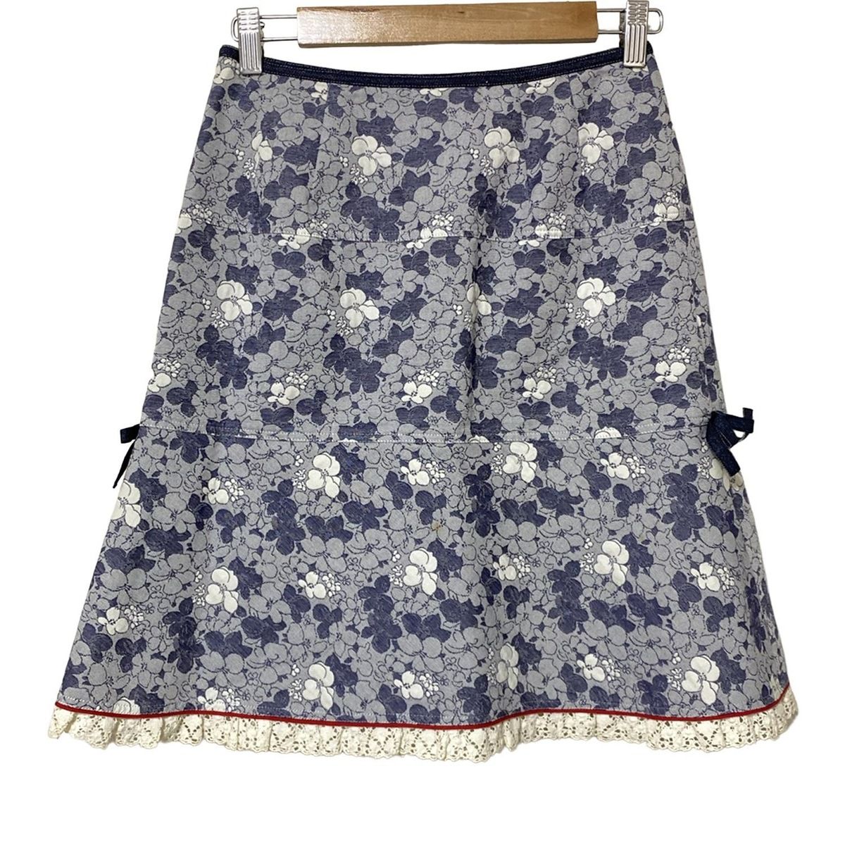 美品✨Rene ひざ丈スカート ネイビー パールボタン 36 René - Rene