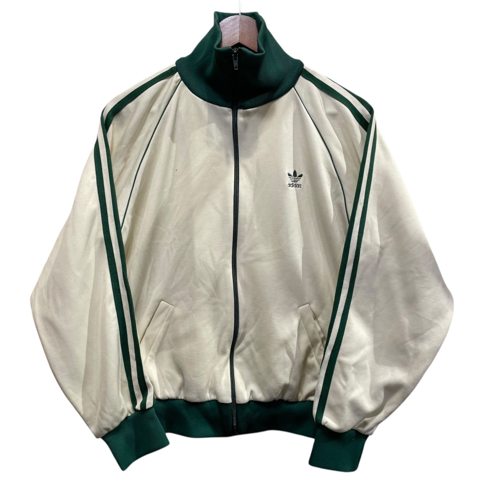 80s adidas Track Jacket オフホワイト緑 M相当 アディダス トラック