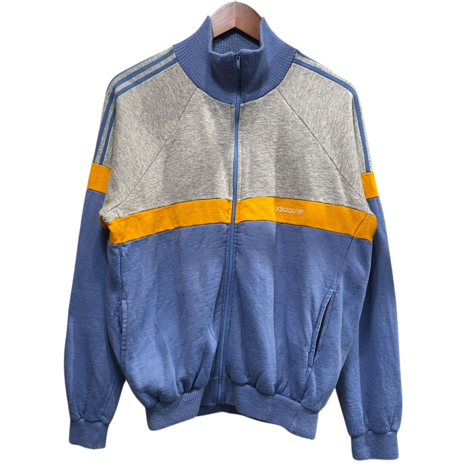 70s JCpenney トラックジャケット型　アクリルジャケット 70s adidas Acrylic Track Jacket 青灰 L相当 アディダス ジャージ