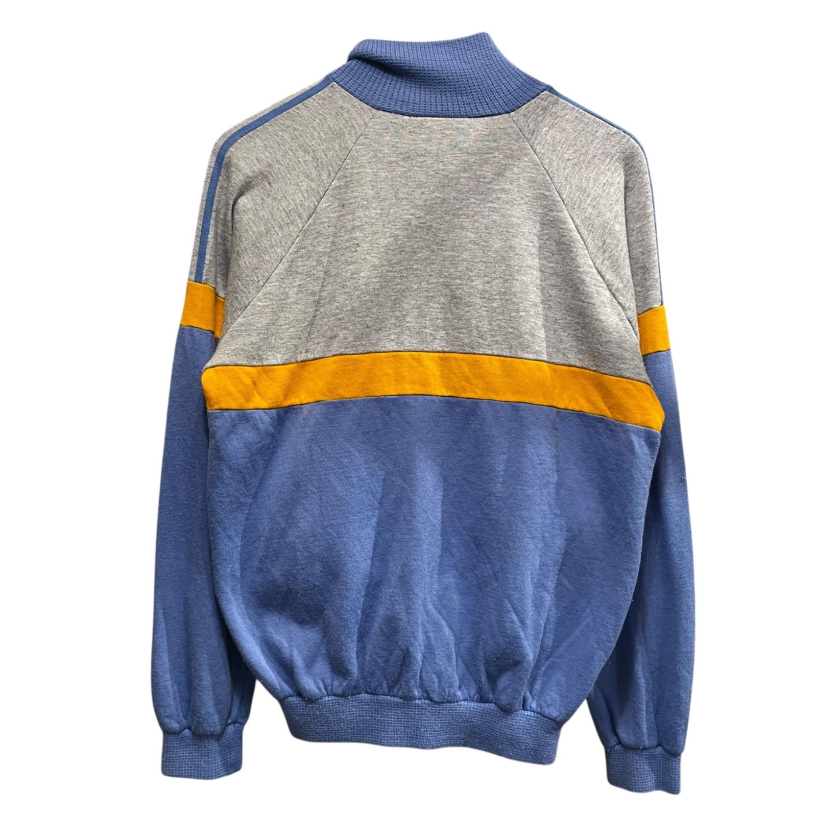 adidas トラックジャケット 90s〜 くすみグレー×イエロー L相当 希少 70s adidas Acrylic Track Jacket 青灰 L相当 アディダス ジャージ