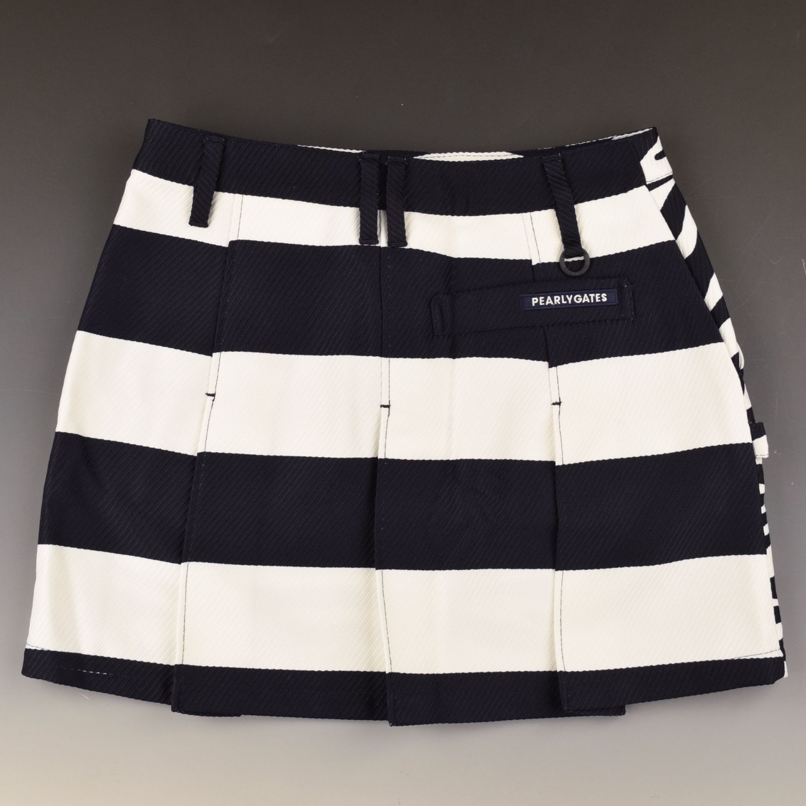 サイズ：1・M・新品】パーリーゲイツ 表ゼブラ✖裏ボーダー スカート